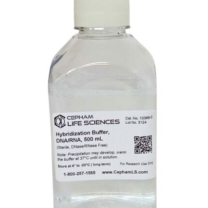 Bottle of Cepham Life Sciences Hybridization Buffer for DNA/RNA, 500 mL, with white cap (research use only).