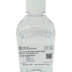 Clear plastic bottle of molecular biology grade water with white cap and label showing Cat. No. 10611-0 and 500 mL volume