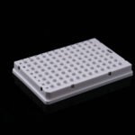 0.1 mL 96 Well PCR Plate, Full Skirt, White, H1 Notch, 5/bag, 25/pk, 100/cs