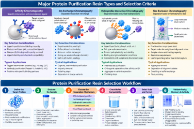 Protein purification resin selection comparing affinity, ion exchange, HIC, and size exclusion chromatography