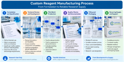 Custom reagent manufacturing process for research laboratories
