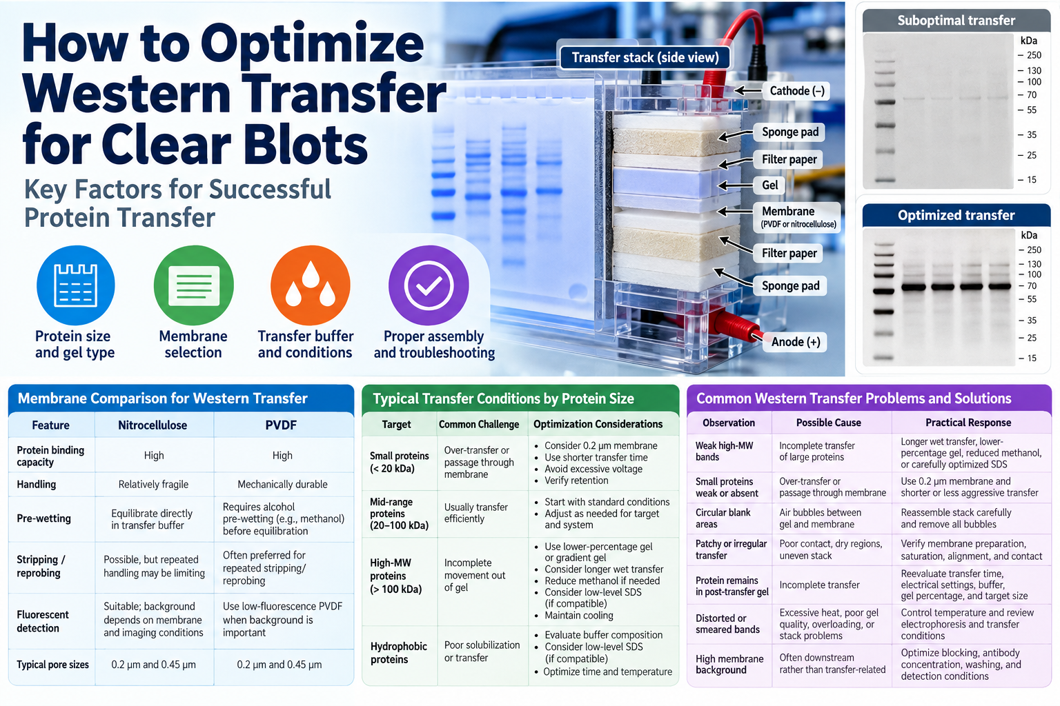 How to optimize Western transfer for clear Western blots