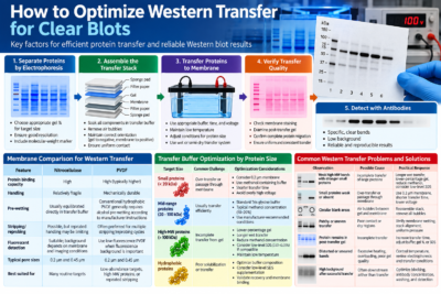 Western transfer workflow, membrane selection, buffer optimization, and troubleshooting guide