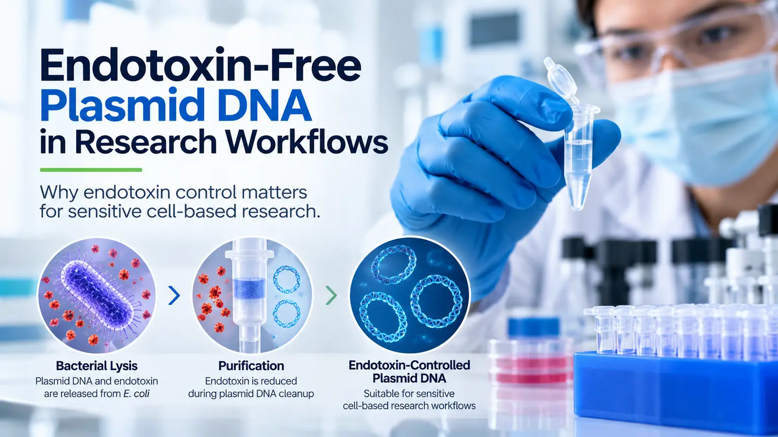 Endotoxin-free plasmid DNA purification for sensitive cell-based research workflows